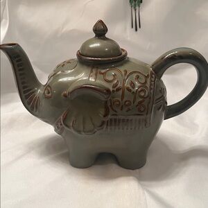 Pier 1 Imports Elephant Teapot Stoneware Decorative Whimsical